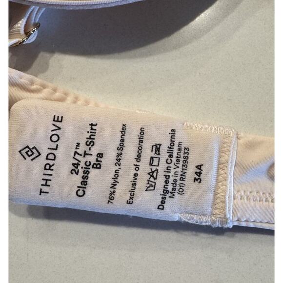 ThirdLove 24/7 Classic T-Shirt Bra Size 34A Underwire Adjustable Peach Pink - Picture 5 of 6